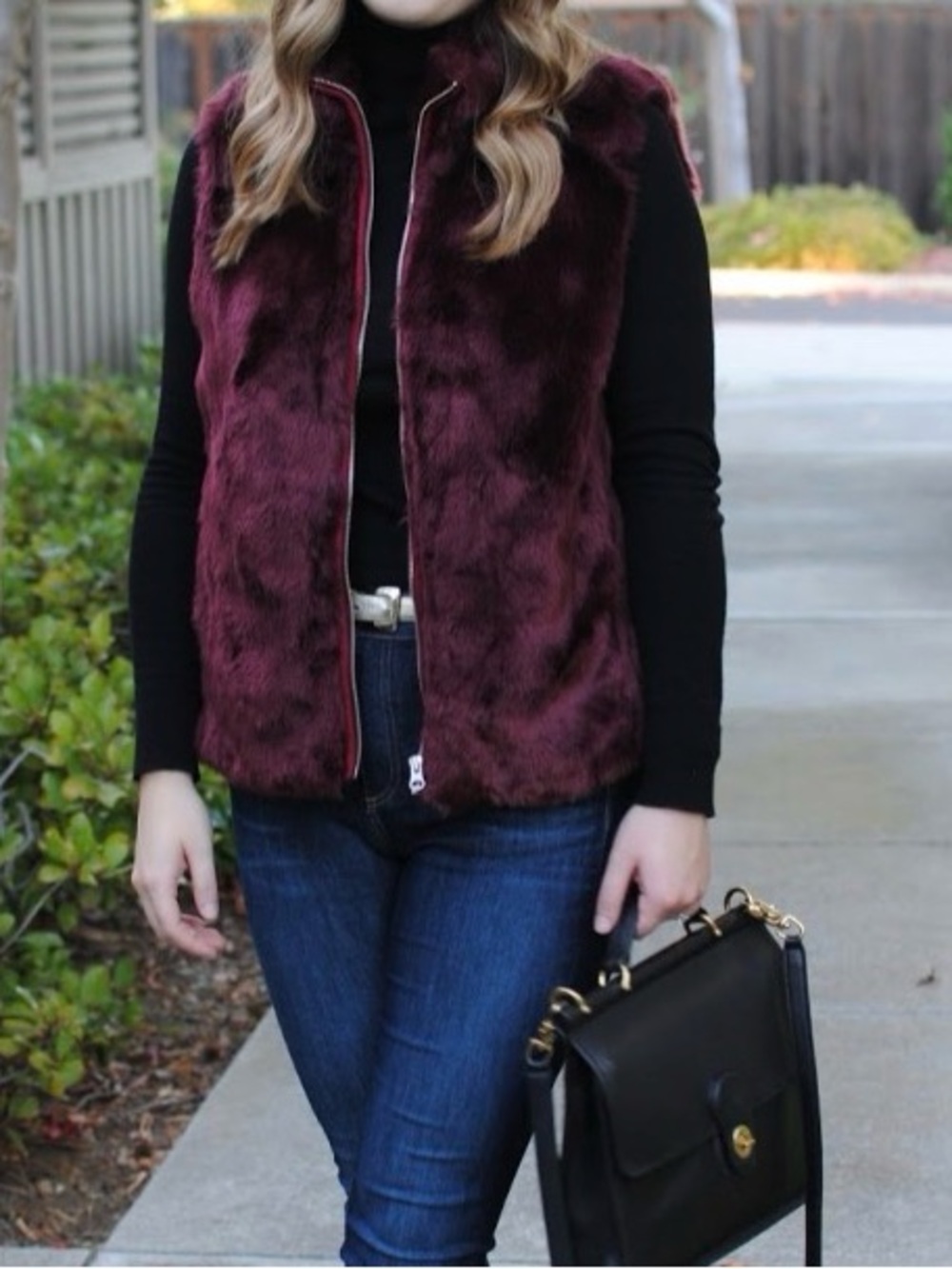 Polo by Ralph Lauren Deep Burgundy Faux Fur Zip Vest